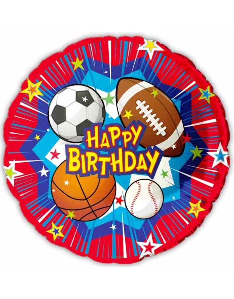 Happy BDay Sports 18" Mylar Balloon