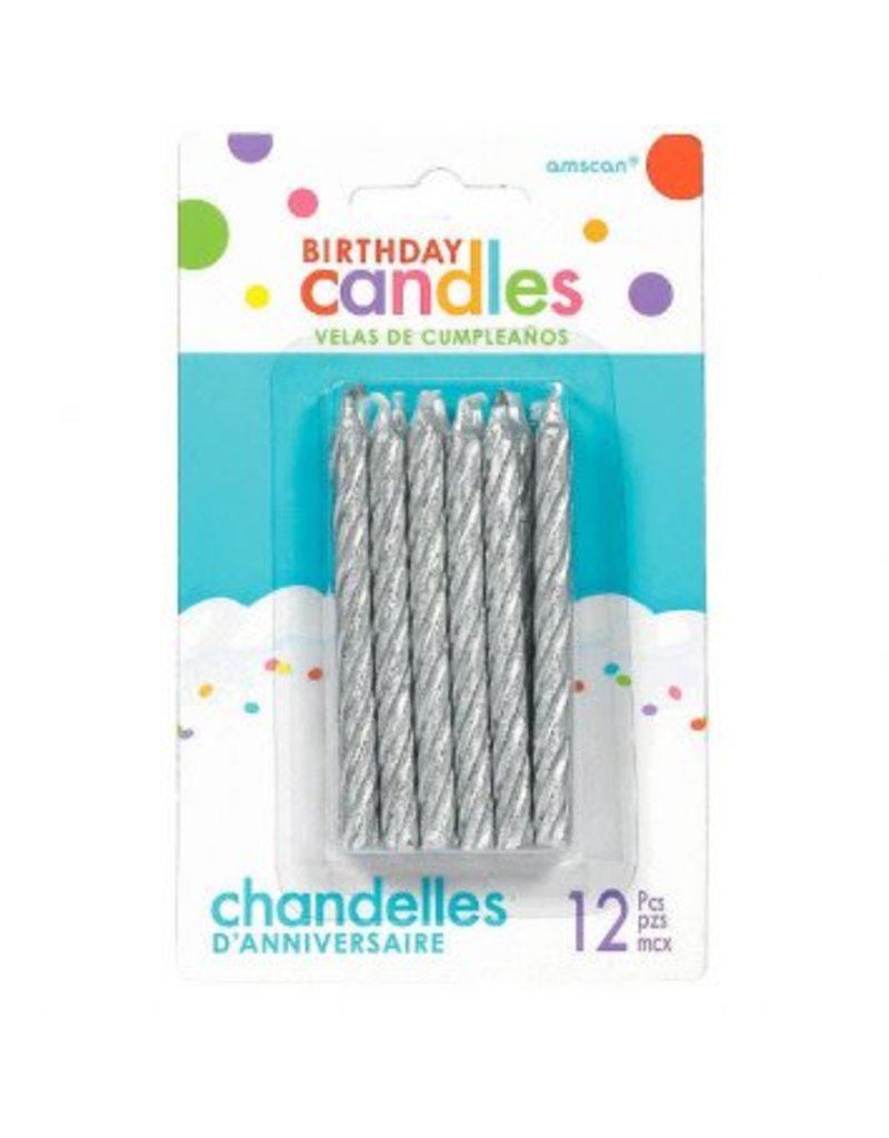 Large Spiral Candles Silver (12)