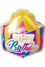Happy Birthday 18" Present Shape Mylar Balloon