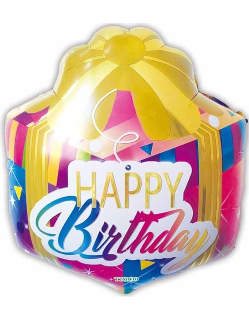 Happy Birthday 18" Present Shape Mylar Balloon