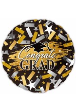 Congrats Grad GD/SR Confetti 18" Mylar Balloon