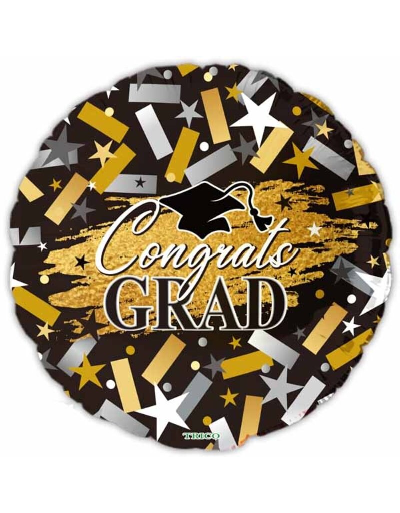 Congrats Grad GD/SR Confetti 18" Mylar Balloon