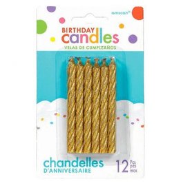 Large Spiral Candles Gold (12)