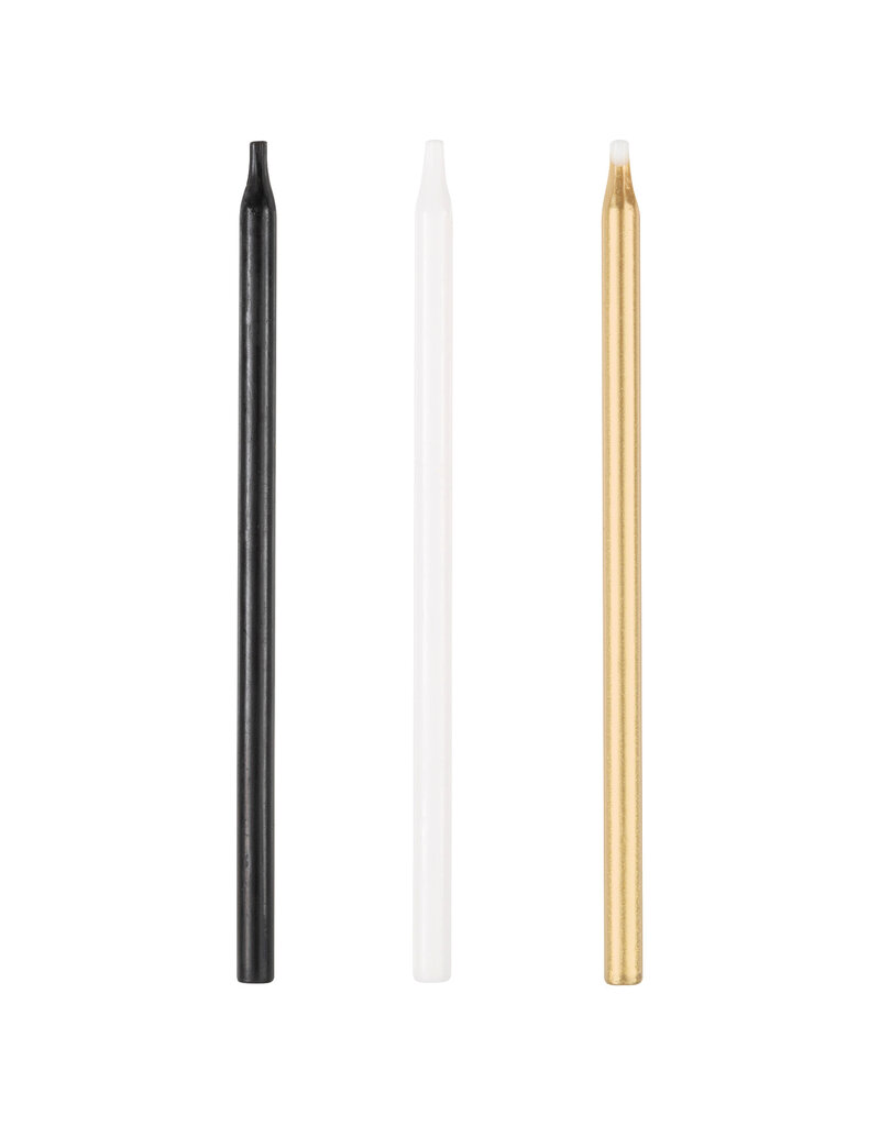 Birthday Candles Black/Gold/White 20.5"  (20)