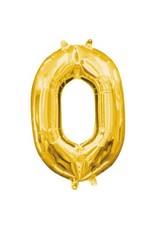 Air-Filled Number "0"- Gold 14" Balloon (Will Not Float)