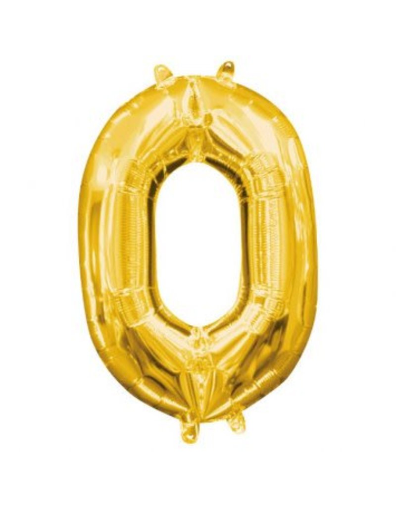 Air-Filled Number "0"- Gold 16" Balloon (Will Not Float)