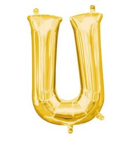 Air-Filled Letter "U"- Gold 14" Balloon (Will Not Float)