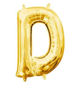 Air-Filled Letter "D"- Gold 14" Balloon (Will Not Float)