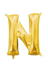 Air-Filled Letter "N"- Gold 14" Balloon (Will Not Float)