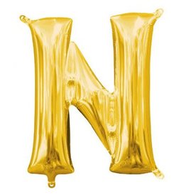 Air-Filled Letter "N"- Gold 14" Balloon (Will Not Float)