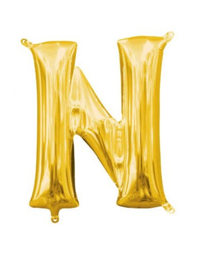 Air-Filled Letter "N"- Gold 14" Balloon (Will Not Float)