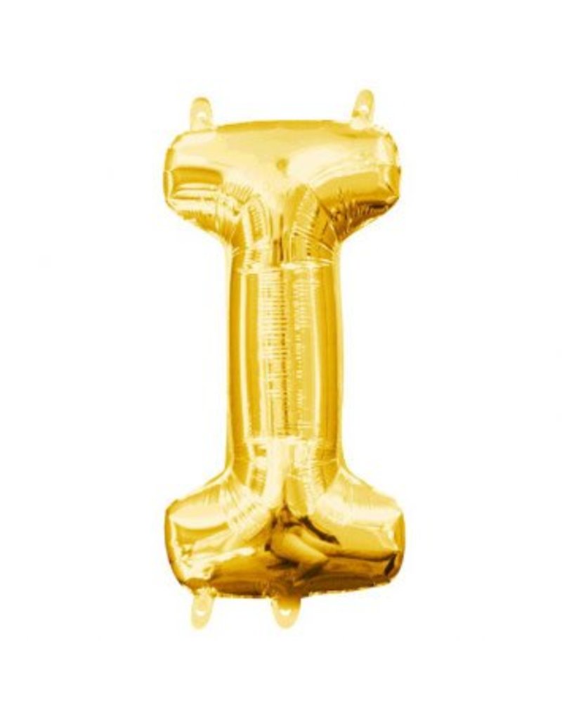 Air-Filled Letter "I"- Gold 14" Balloon (Will Not Float)