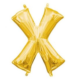 Air-Filled Letter "X"- Gold 14" Balloon (Will Not Float)