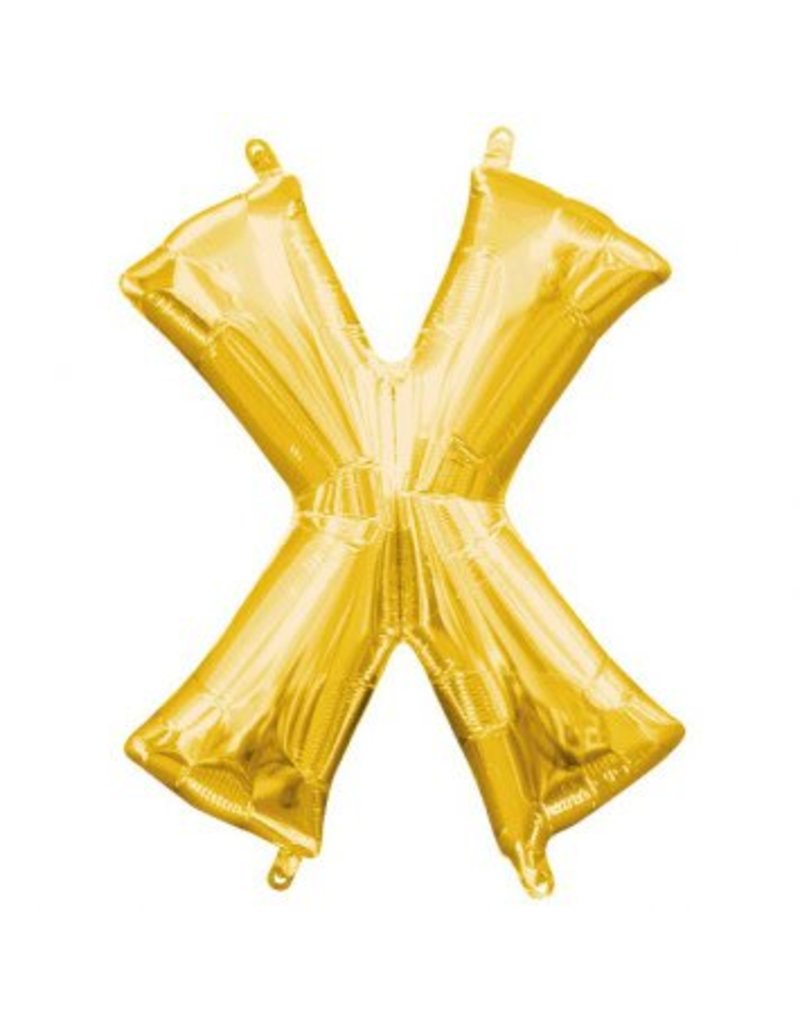 Air-Filled Letter "X"- Gold 14" Balloon (Will Not Float)