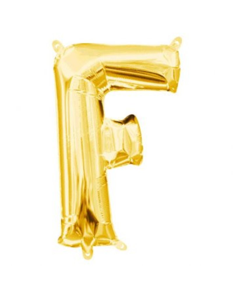 Air-Filled Letter "F"- Gold 14" Balloon (Will Not Float)