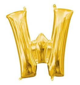 Air-Filled Letter "W"- Gold 14" Balloon (Will Not Float)