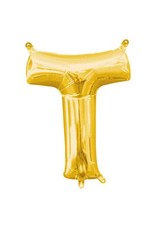 Air-Filled Letter "T"- Gold 14" Balloon (Will Not Float)