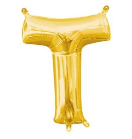 Air-Filled Letter "T"- Gold 14" Balloon (Will Not Float)