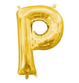Air-Filled Letter "P"- Gold 14" Balloon (Will Not Float)