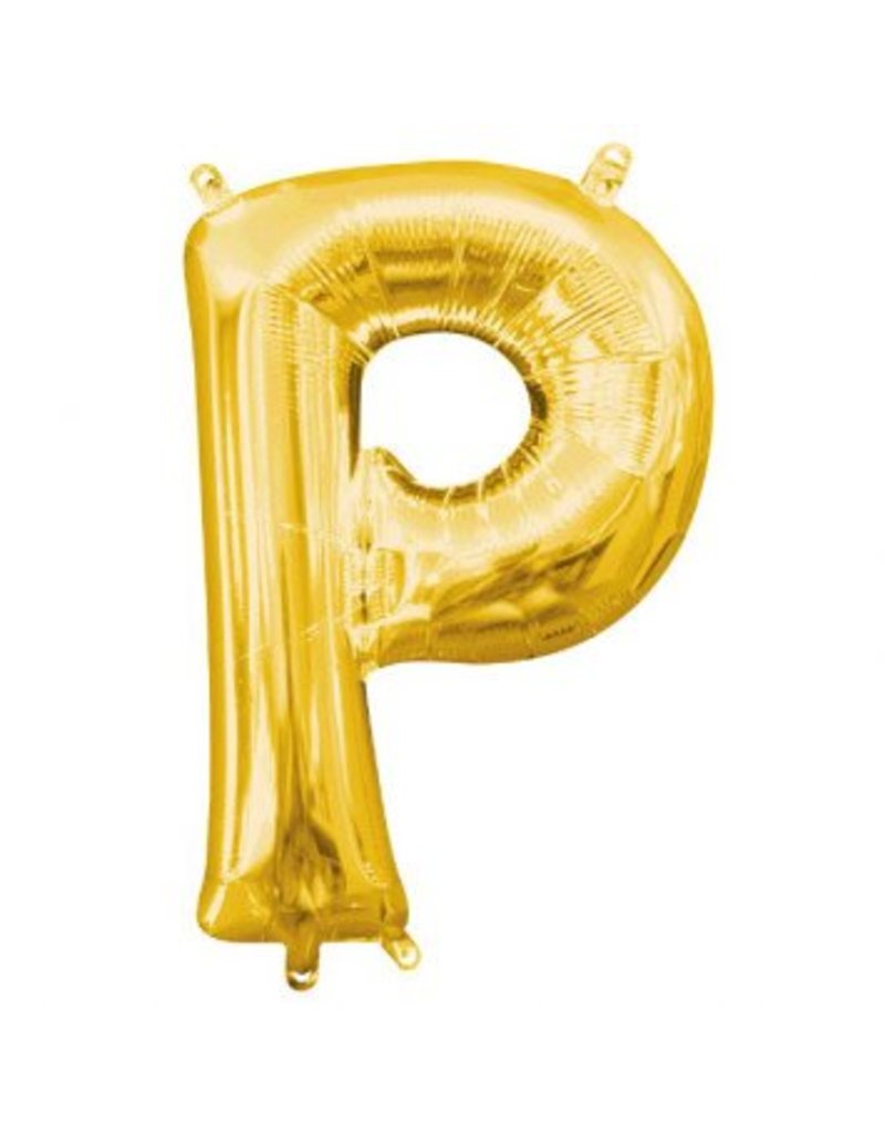 Air-Filled Letter "P"- Gold 14" Balloon (Will Not Float)