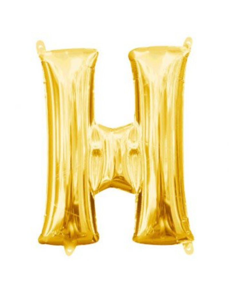 Air-Filled Letter "H"- Gold 16" Balloon (Will Not Float)