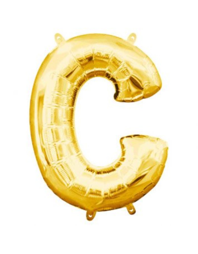 Air-Filled Letter "C"- Gold 14" Balloon (Will Not Float)