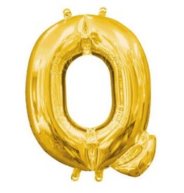 Air-Filled Letter "Q"- Gold 14" Balloon (Will Not Float)