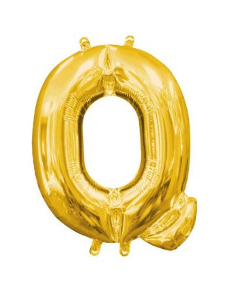 Air-Filled Letter "Q"- Gold 14" Balloon (Will Not Float)