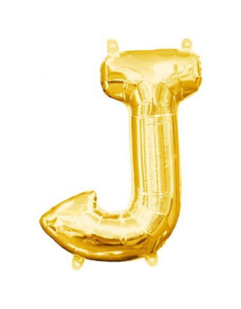 Air-Filled Letter "J"- Gold 14" Balloon (Will Not Float)