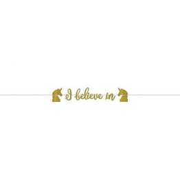 Magical Unicorn Gold Glitter Ribbon Letter Banner