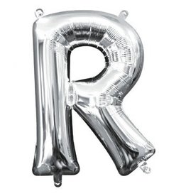 Air-Filled Letter "R"- Silver 14" Balloon (Will Not Float)