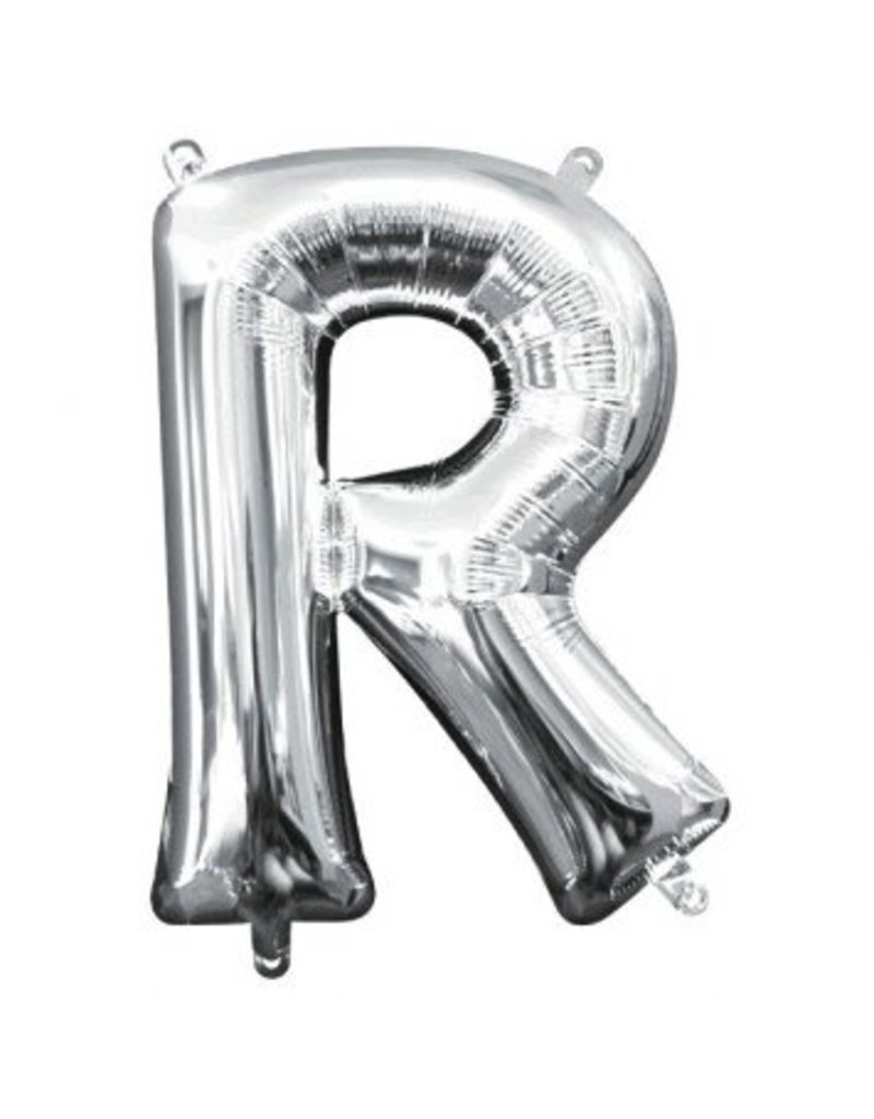 Air-Filled Letter "R"- Silver 14" Balloon (Will Not Float)