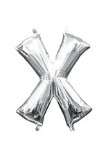 Air-Filled Letter "X"- Silver 14" Balloon (Will Not Float)