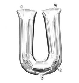 Air-Filled Letter "U"- Silver 14" Balloon (Will Not Float)