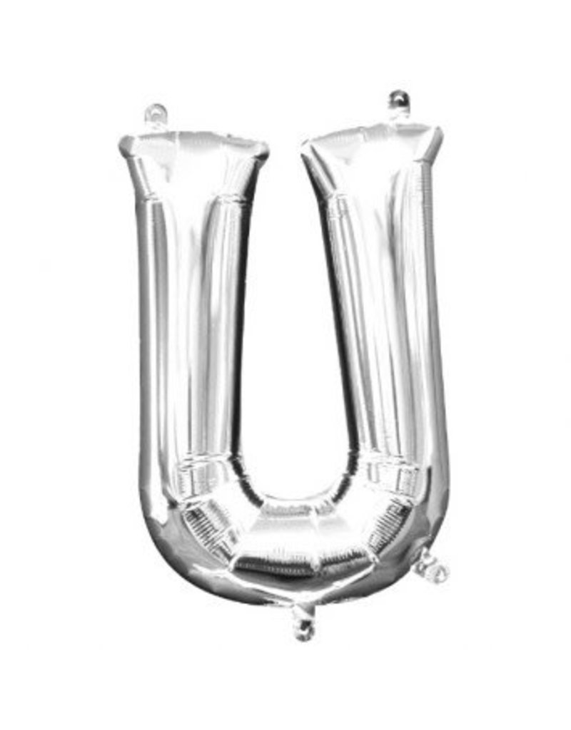 Air-Filled Letter "U"- Silver 14" Balloon (Will Not Float)