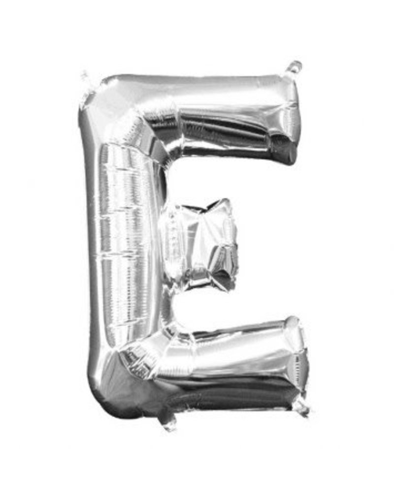 Air-Filled Letter "E"- Silver 14" Balloon (Will Not Float)