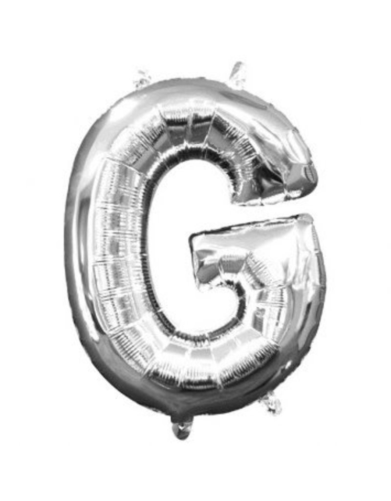 Air-Filled Letter "G"- Silver 14" Balloon (Will Not Float)