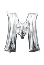 Air-Filled Letter "M"- Silver 14" Balloon (Will Not Float)