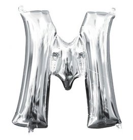 Air-Filled Letter "M"- Silver 14" Balloon (Will Not Float)