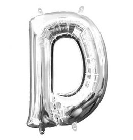 Air-Filled Letter "D"- Silver 14" Balloon (Will Not Float)
