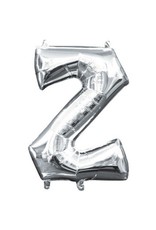 Air-Filled Letter "Z"- Silver 14" Balloon (Will Not Float)