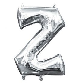 Air-Filled Letter "Z"- Silver 14" Balloon (Will Not Float)