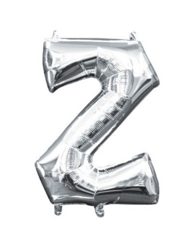 Air-Filled Letter "Z"- Silver 14" Balloon (Will Not Float)