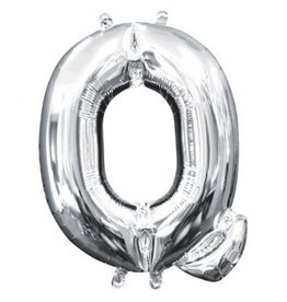 Air-Filled Letter "Q"- Silver 14" Balloon (Will Not Float)