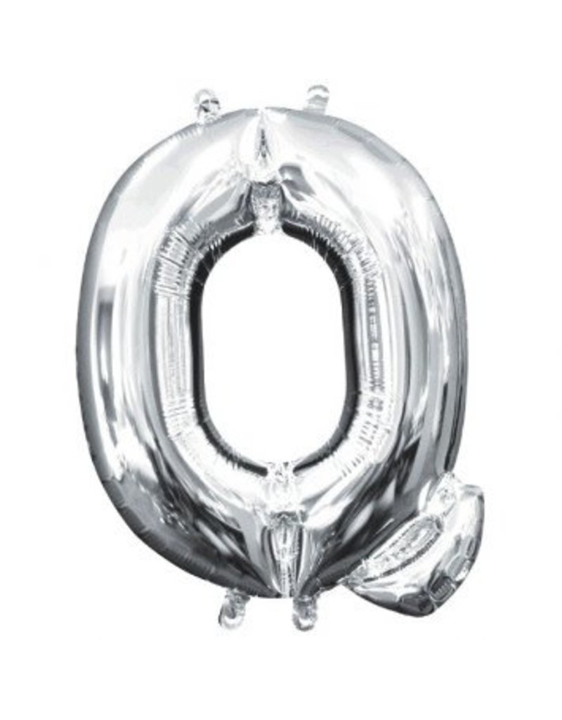 Air-Filled Letter "Q"- Silver 14" Balloon (Will Not Float)