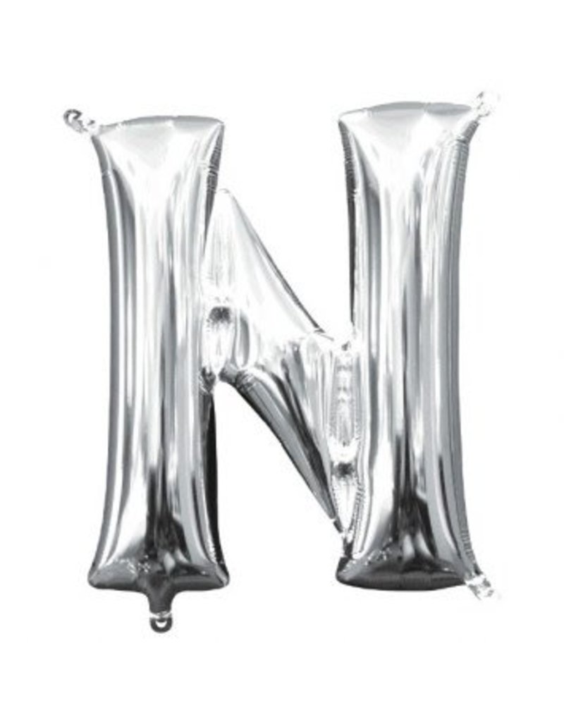 Air-Filled Letter "N"- Silver Balloon (Will Not Float)