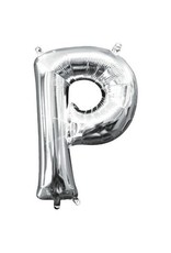 Air-Filled Letter "P"- Silver 14" Balloon (Will Not Float)