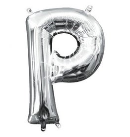Air-Filled Letter "P"- Silver 14" Balloon (Will Not Float)