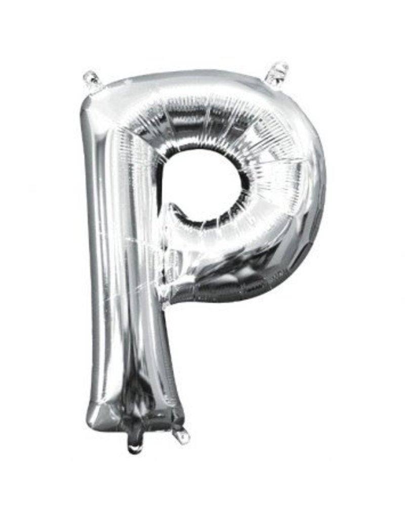 Air-Filled Letter "P"- Silver 14" Balloon (Will Not Float)