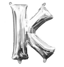 Air-Filled Letter "K"- Silver 14" Balloon (Will Not Float)